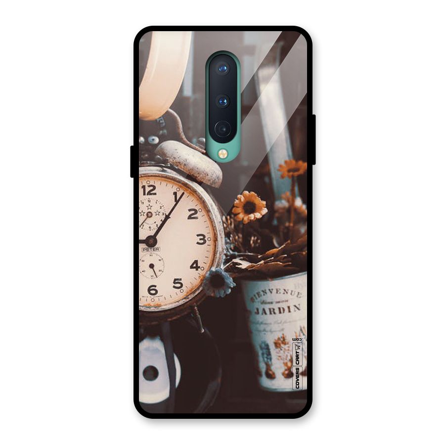 Clock And Flowers Glass Back Case for OnePlus 8