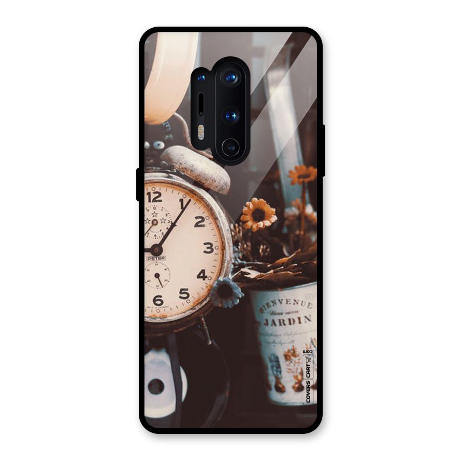 Clock And Flowers Glass Back Case for OnePlus 8 Pro