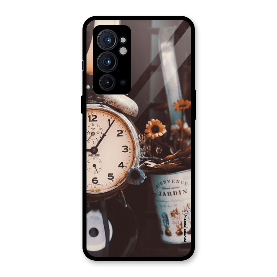 Clock And Flowers Glass Back Case for OnePlus 9RT 5G