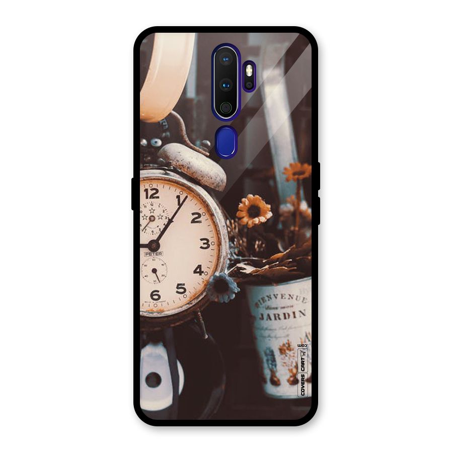 Clock And Flowers Glass Back Case for Oppo A9 (2020)