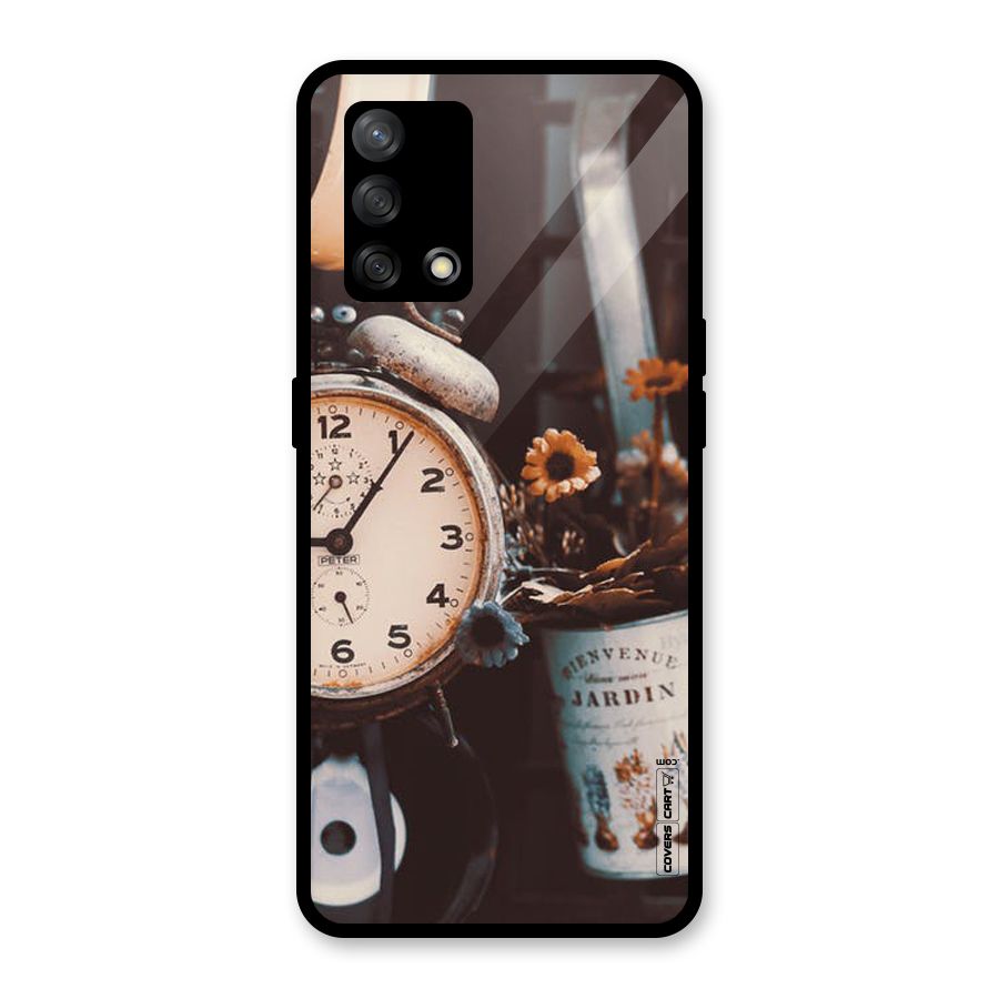Clock And Flowers Glass Back Case for Oppo F19