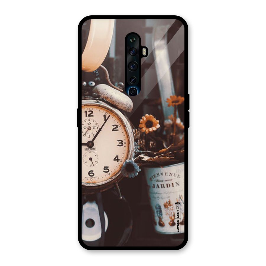 Clock And Flowers Glass Back Case for Oppo Reno2 F