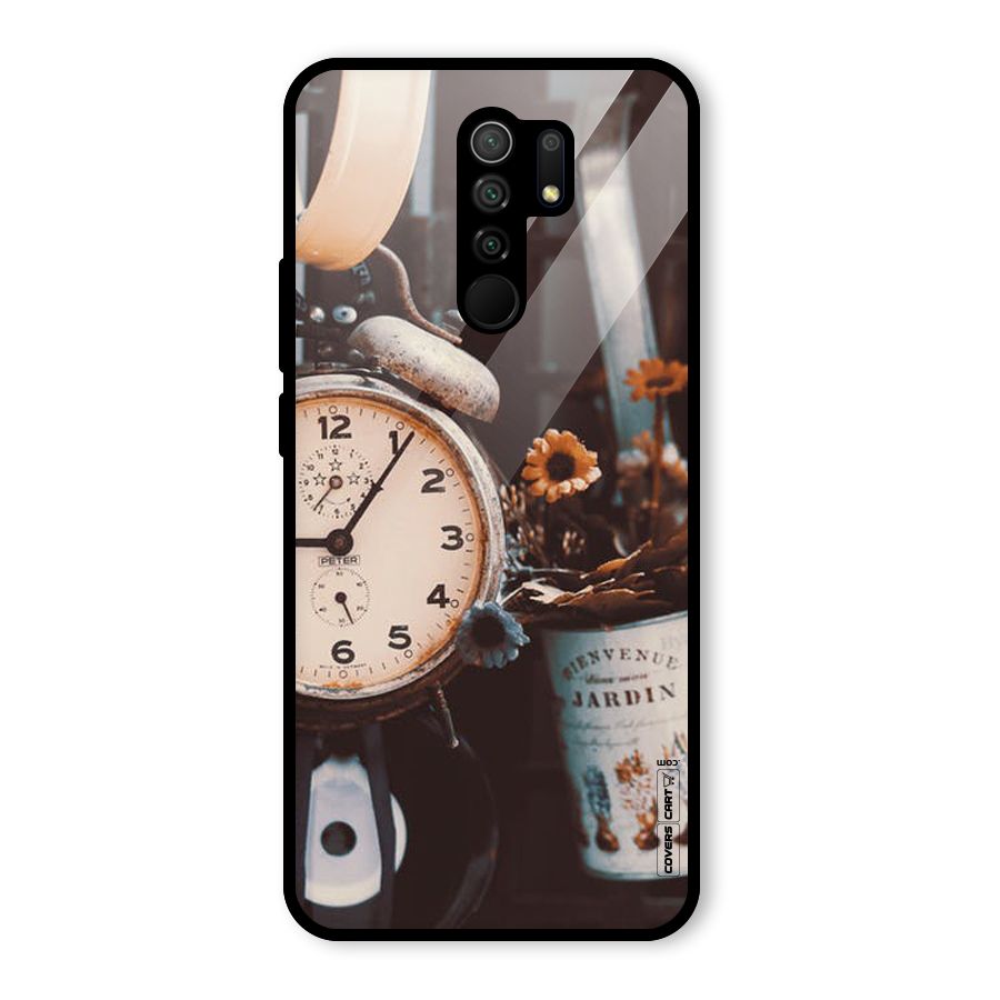 Clock And Flowers Glass Back Case for Poco M2