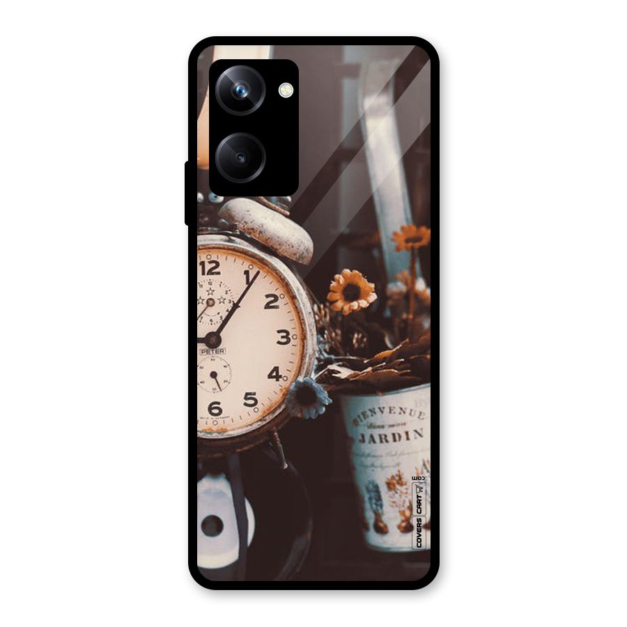 Clock And Flowers Glass Back Case for Realme 10 Pro
