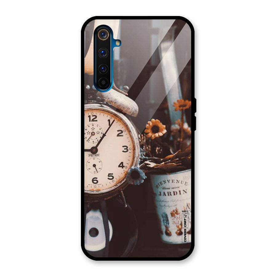 Clock And Flowers Glass Back Case for Realme 6 Pro
