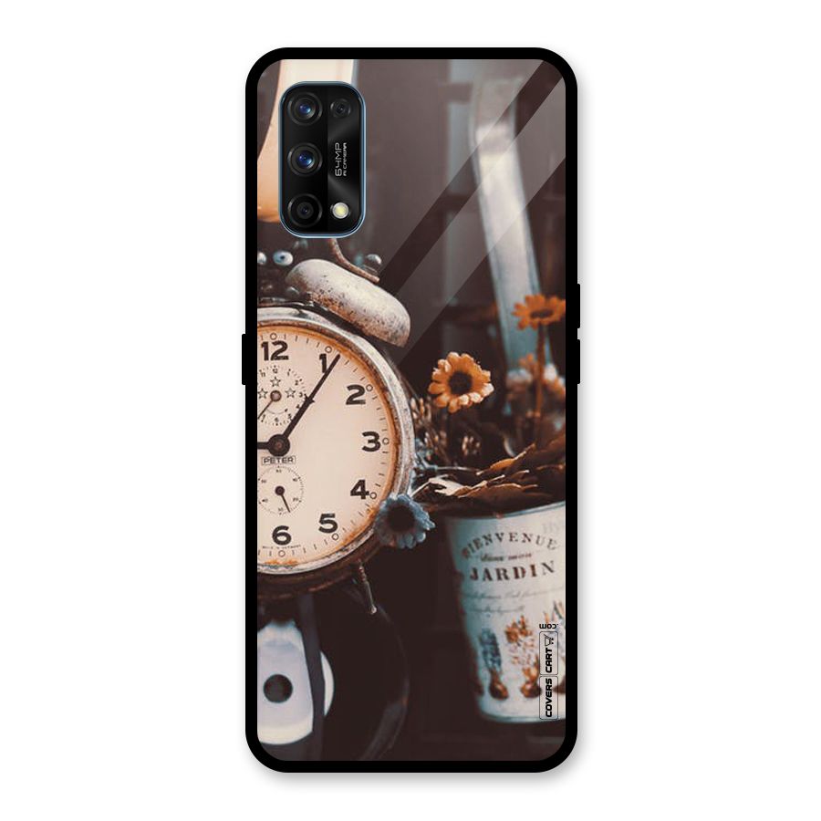 Clock And Flowers Glass Back Case for Realme 7 Pro