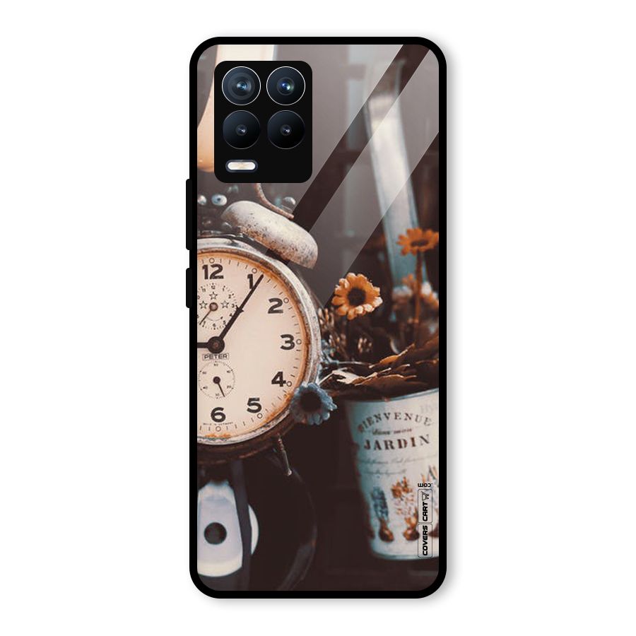 Clock And Flowers Glass Back Case for Realme 8 Pro