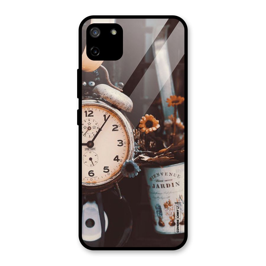 Clock And Flowers Glass Back Case for Realme C11