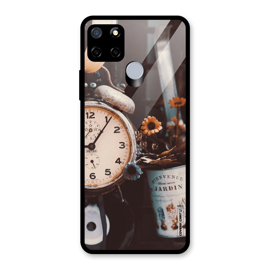 Clock And Flowers Glass Back Case for Realme C12