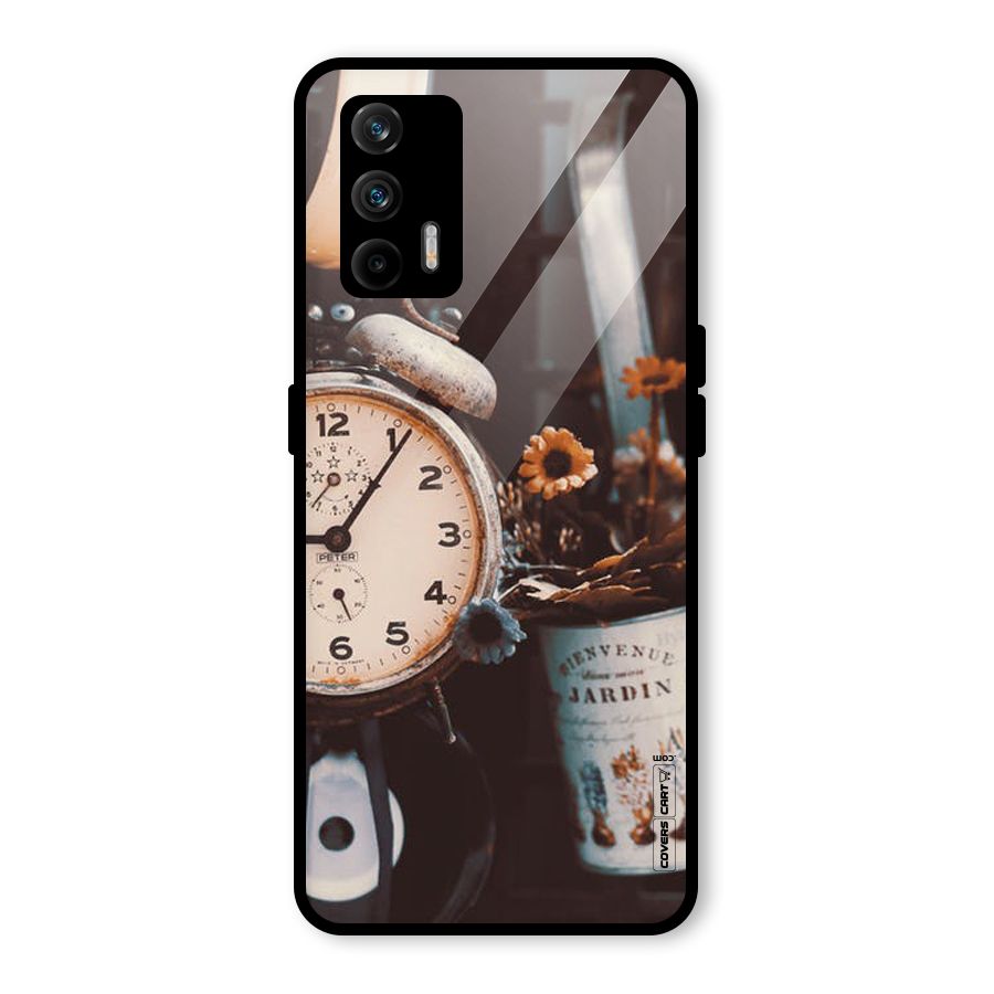 Clock And Flowers Glass Back Case for Realme GT 5G