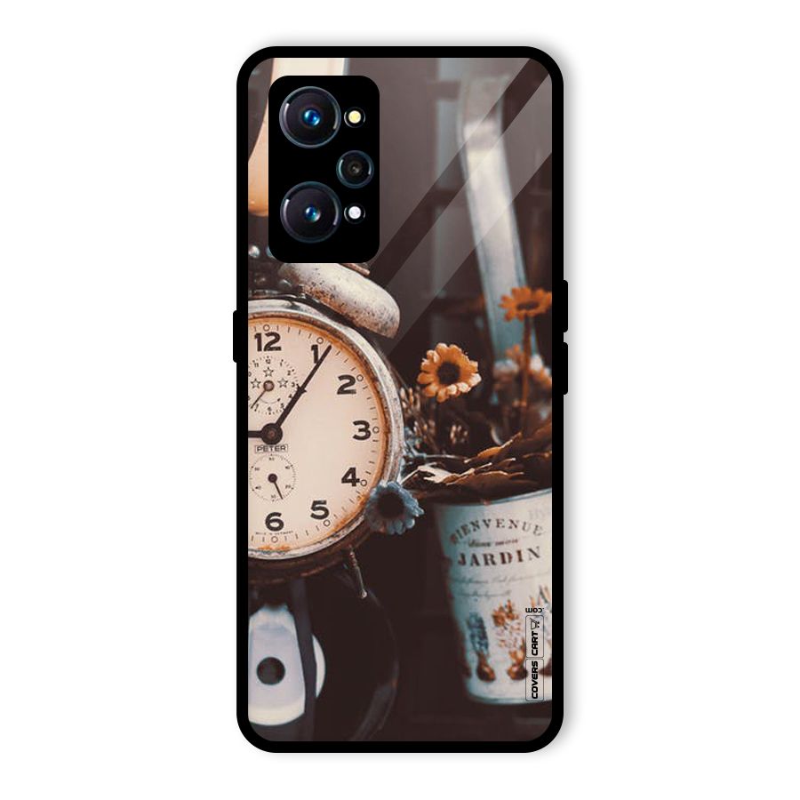 Clock And Flowers Glass Back Case for Realme GT Neo2