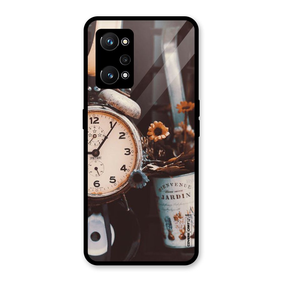 Clock And Flowers Glass Back Case for Realme GT Neo 3T