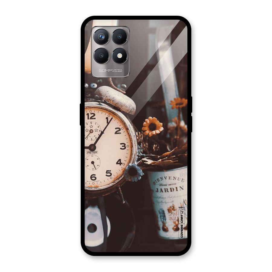 Clock And Flowers Glass Back Case for Realme Narzo 50