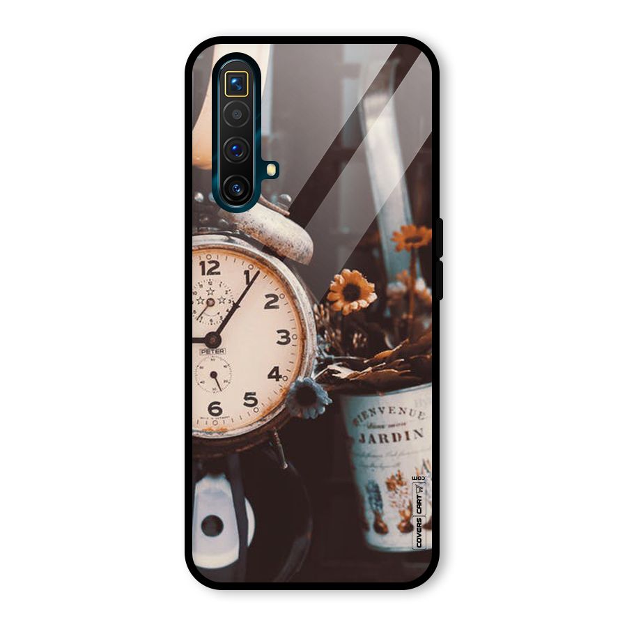 Clock And Flowers Glass Back Case for Realme X3