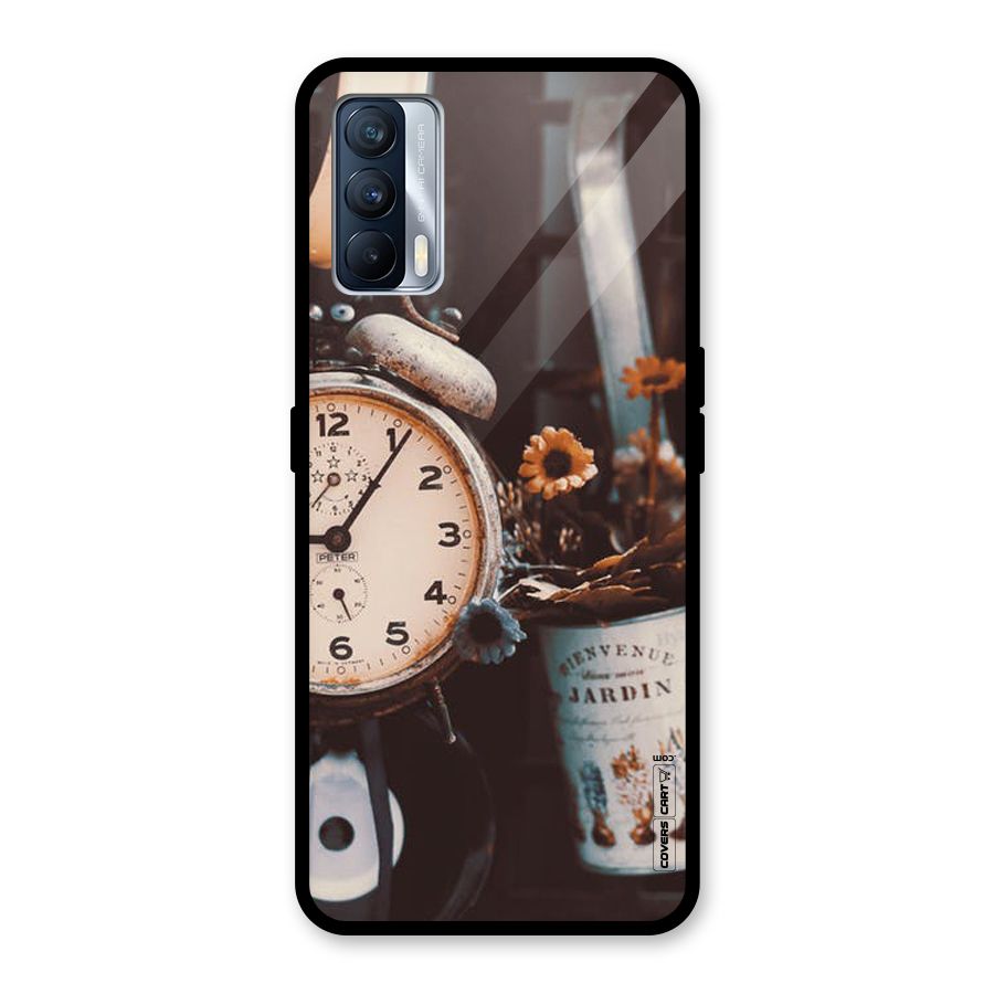 Clock And Flowers Glass Back Case for Realme X7