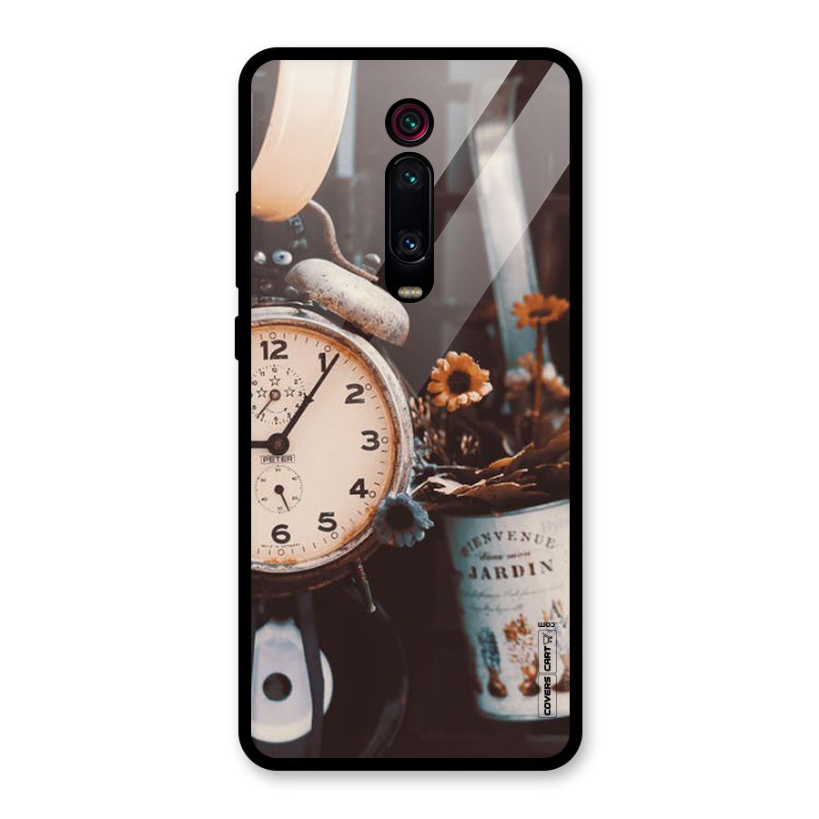 Clock And Flowers Glass Back Case for Redmi K20 Pro