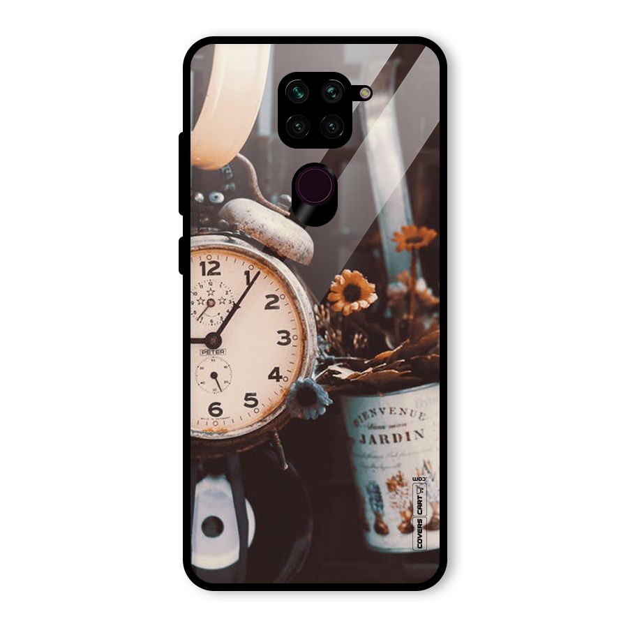 Clock And Flowers Glass Back Case for Redmi Note 9