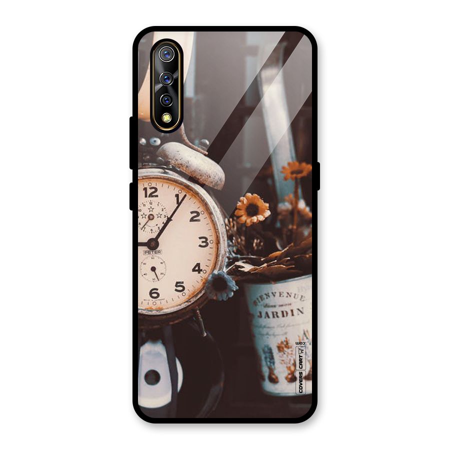 Clock And Flowers Glass Back Case for Vivo S1