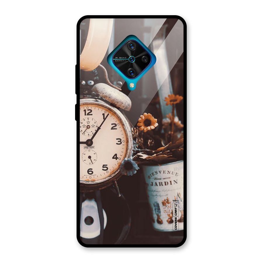 Clock And Flowers Glass Back Case for Vivo S1 Pro