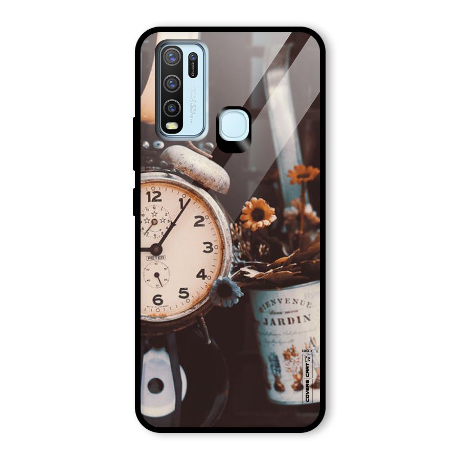 Clock And Flowers Glass Back Case for Vivo Y50