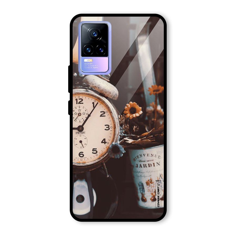 Clock And Flowers Glass Back Case for Vivo Y73