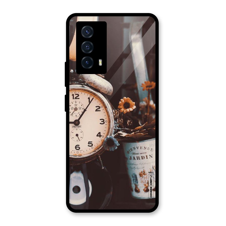 Clock And Flowers Glass Back Case for Vivo iQOO Z5