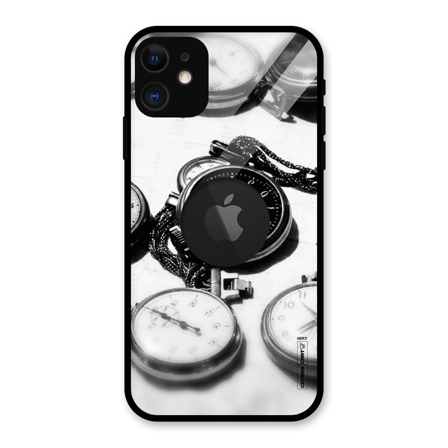 Clock Collection Glass Back Case for iPhone 11 Logo Cut