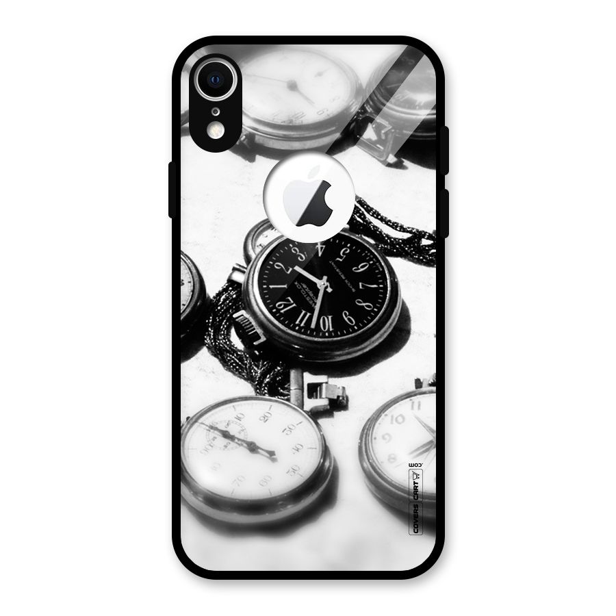 Clock Collection Glass Back Case for iPhone XR Logo Cut