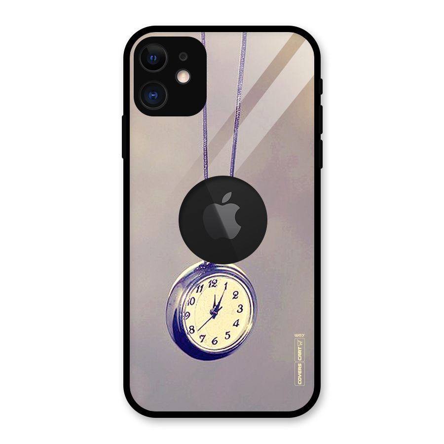Clock Locket Glass Back Case for iPhone 11 Logo Cut