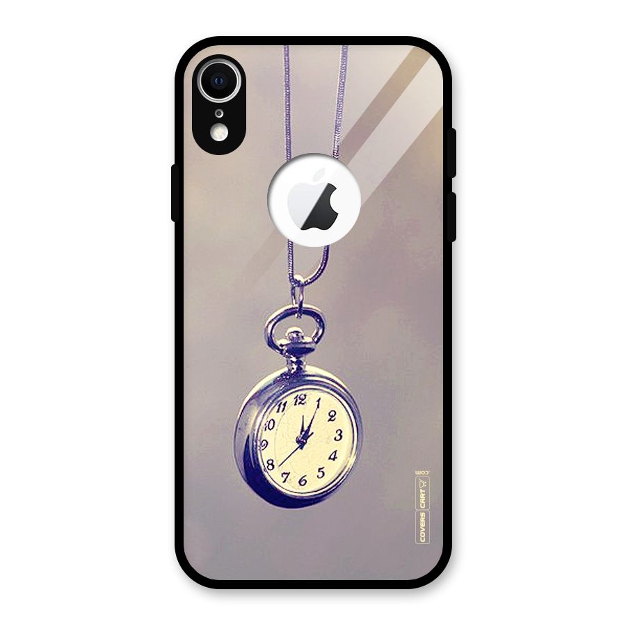 Clock Locket Glass Back Case for iPhone XR Logo Cut