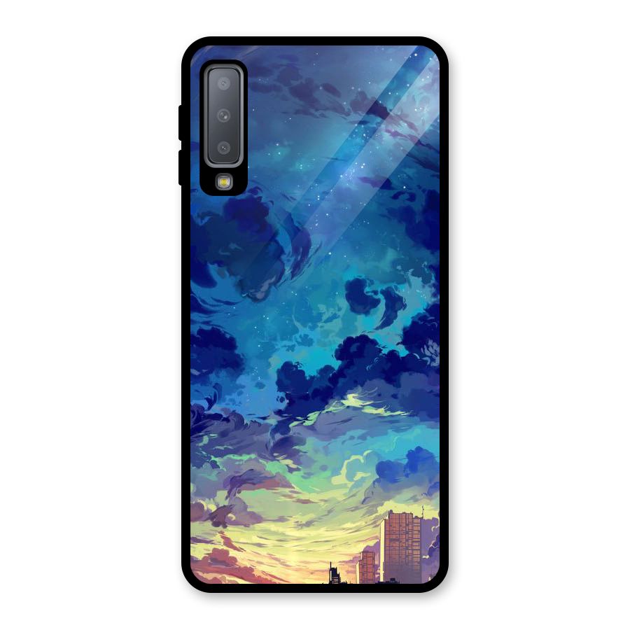 Cloud Art Glass Back Case for Galaxy A7 (2018)