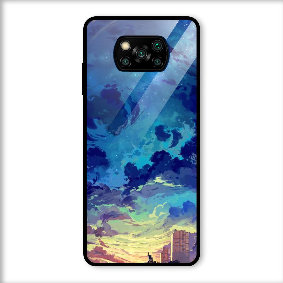 Cloud Art Glass Back Case for Poco X3
