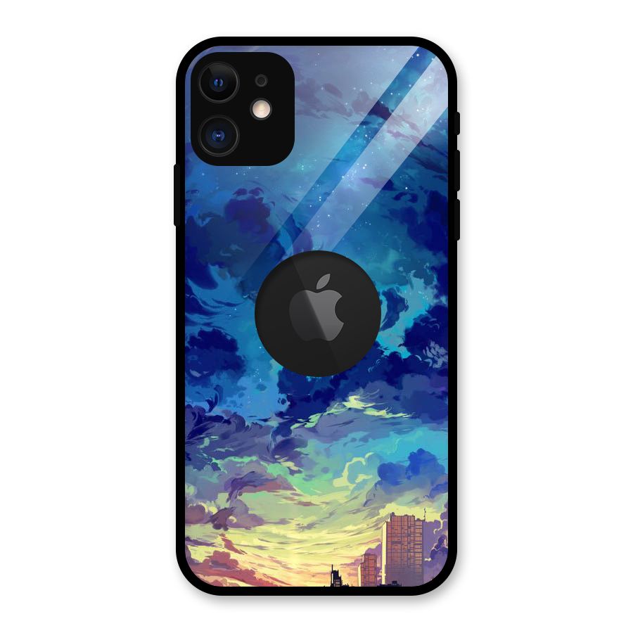 Cloud Art Glass Back Case for iPhone 11 Logo Cut
