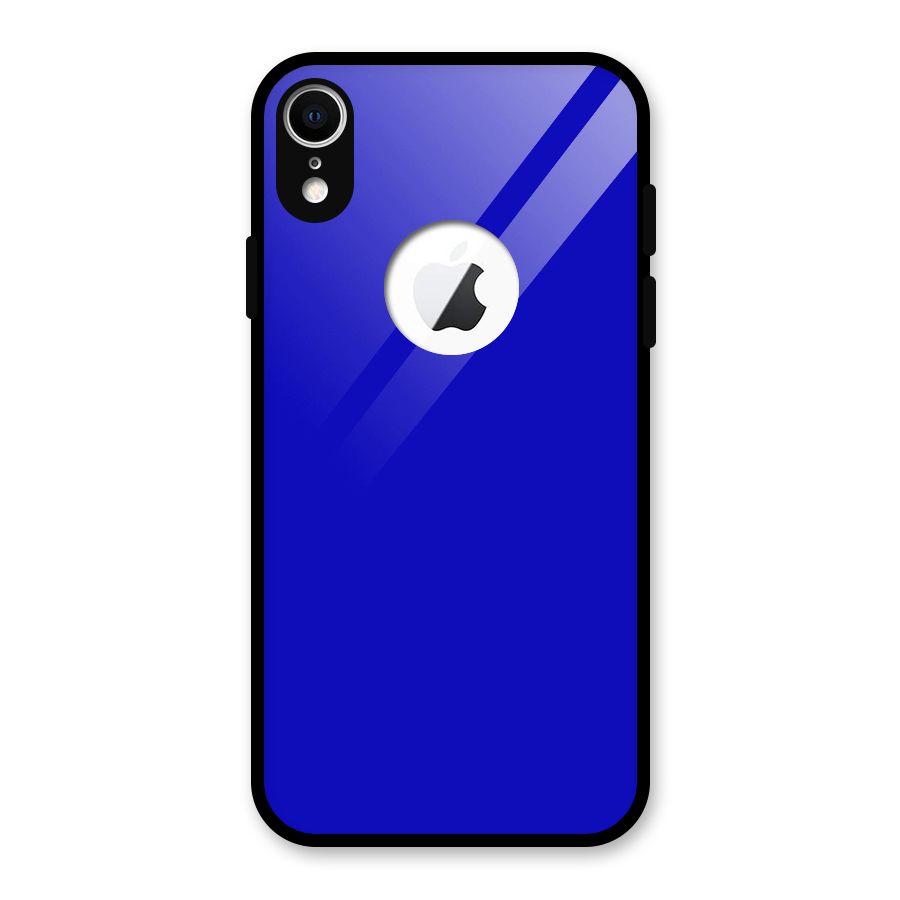 Cobalt Blue Glass Back Case for iPhone XR Logo Cut