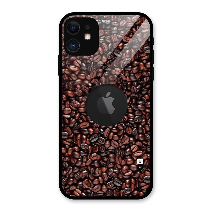 Cocoa Beans Glass Back Case for iPhone 11 Logo Cut