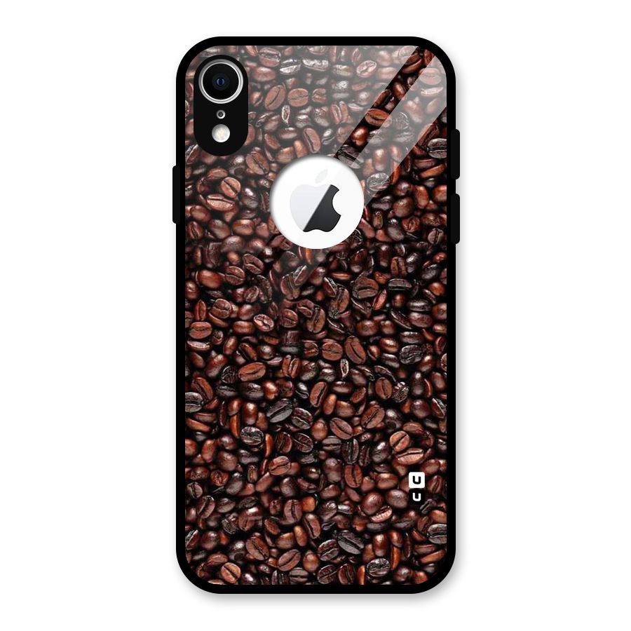 Cocoa Beans Glass Back Case for iPhone XR Logo Cut