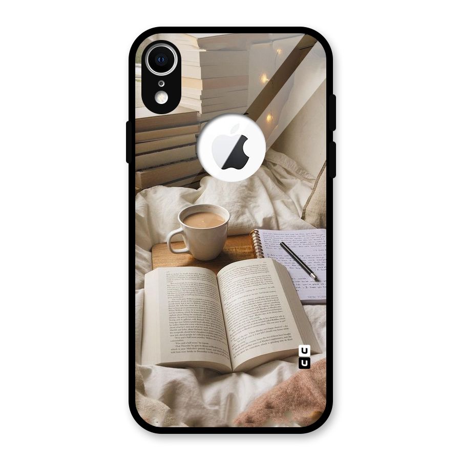 Coffee And Books Glass Back Case for iPhone XR Logo Cut
