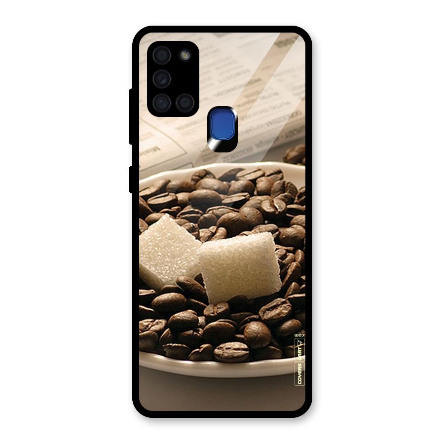 Coffee And Sugar Cubes Glass Back Case for Galaxy A21s