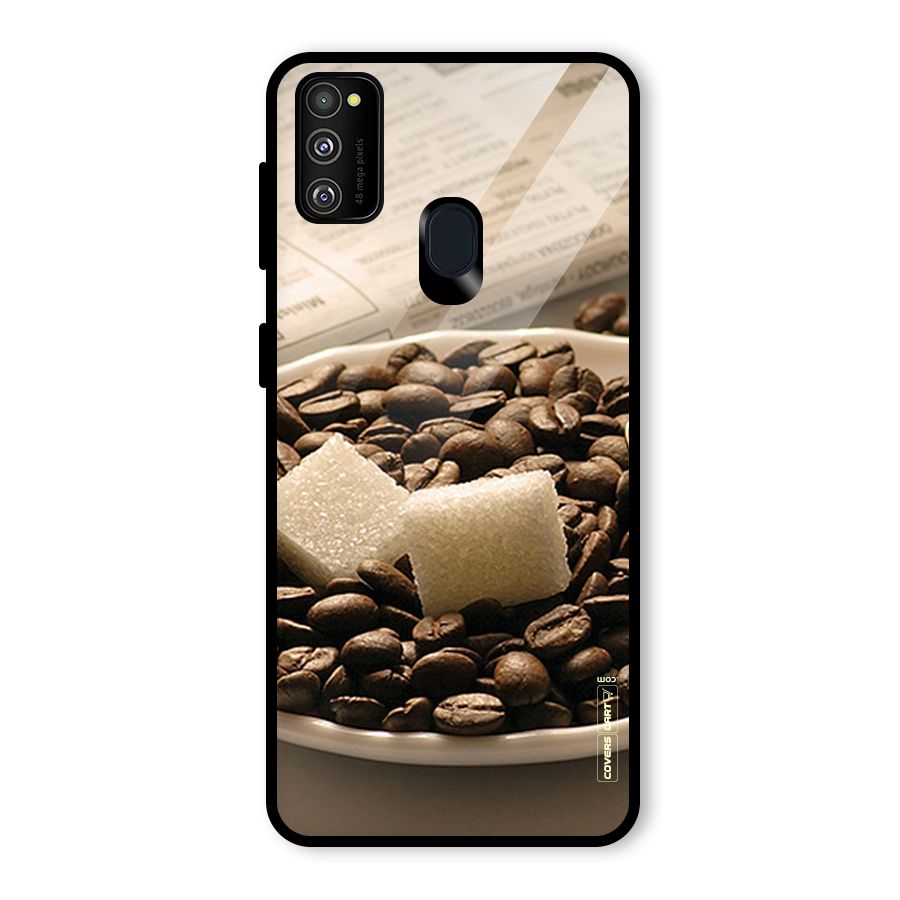 Coffee And Sugar Cubes Glass Back Case for Galaxy M21