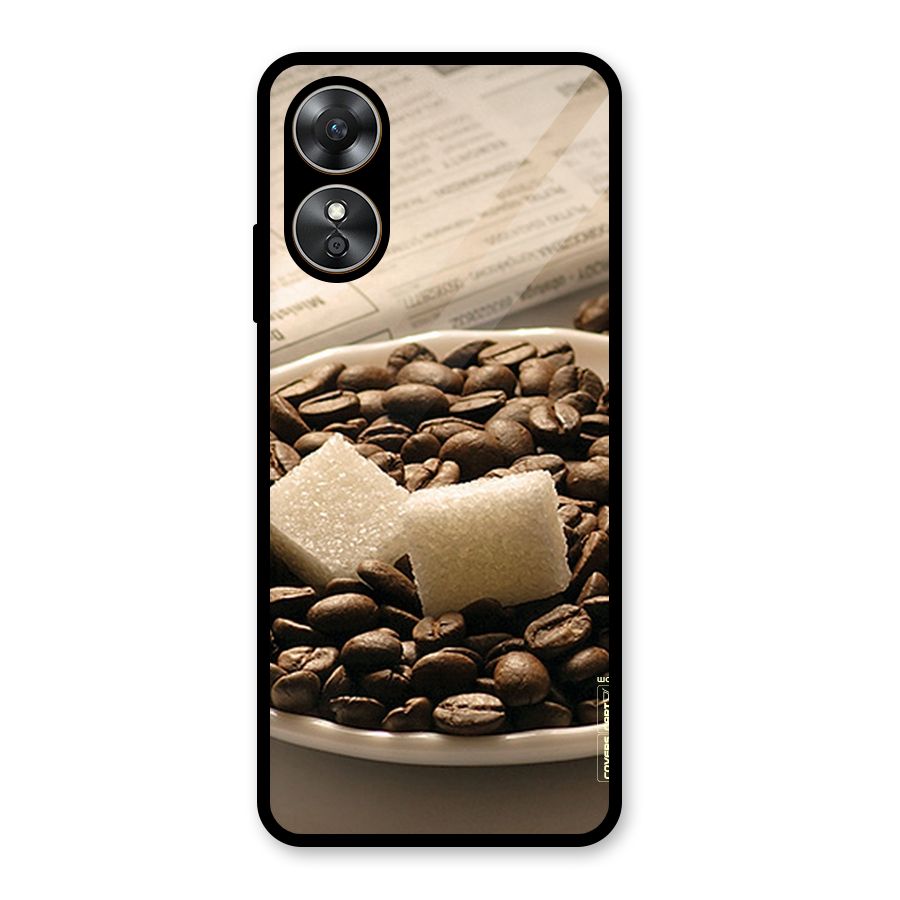 Coffee And Sugar Cubes Glass Back Case for Oppo A17