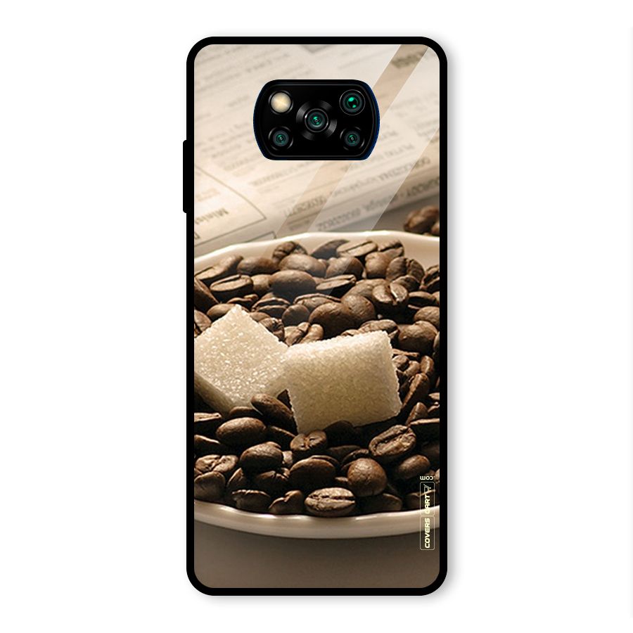 Coffee And Sugar Cubes Glass Back Case for Poco X3 Pro