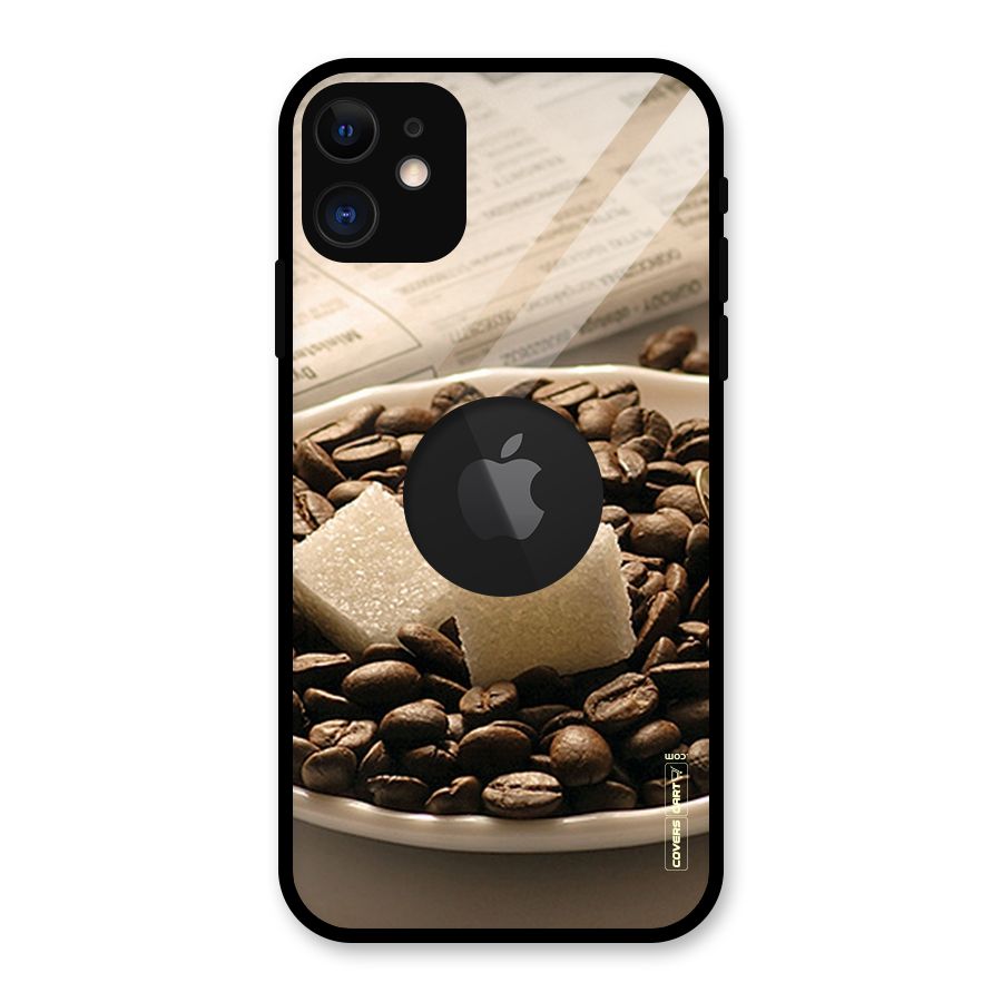 Coffee And Sugar Cubes Glass Back Case for iPhone 11 Logo Cut
