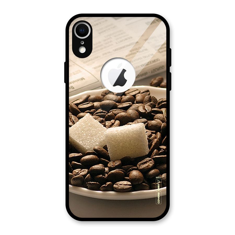 Coffee And Sugar Cubes Glass Back Case for iPhone XR Logo Cut