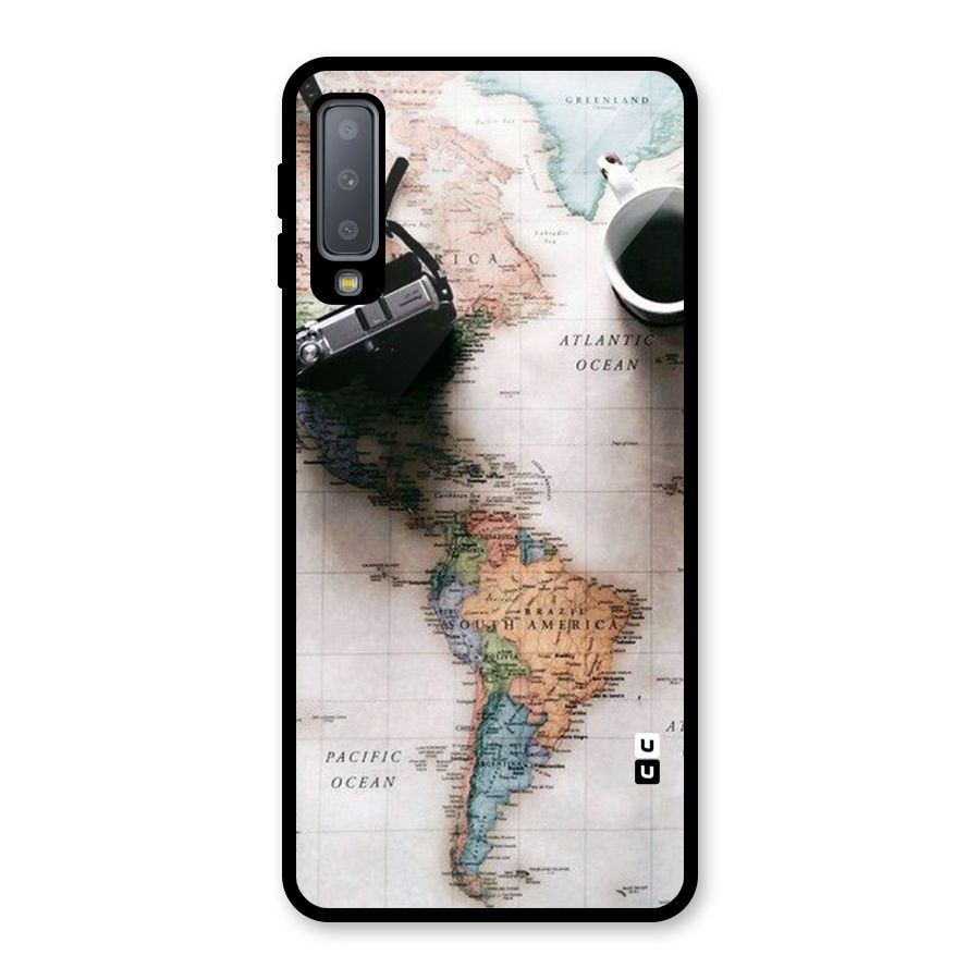 Coffee And Travel Glass Back Case for Galaxy A7 (2018)