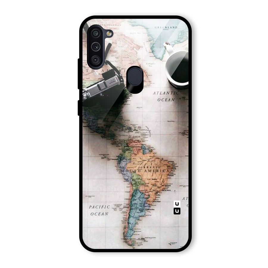 Coffee And Travel Glass Back Case for Galaxy M11