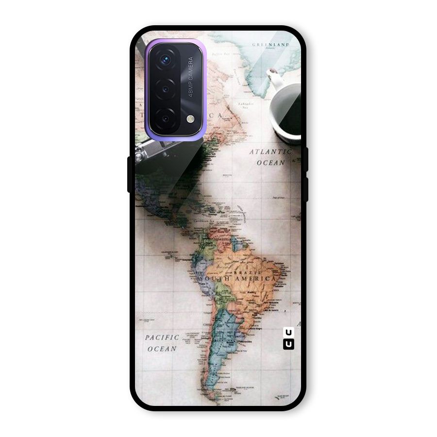 Coffee And Travel Glass Back Case for Oppo A74 5G