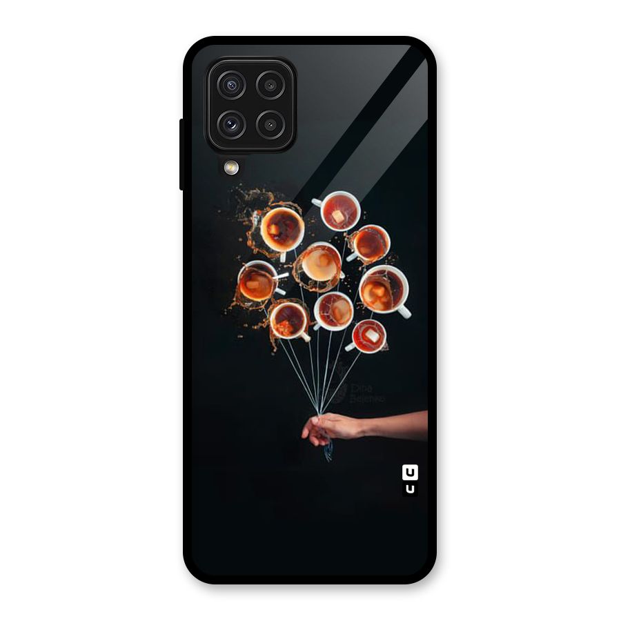Coffee Balloon Glass Back Case for Galaxy A22 4G