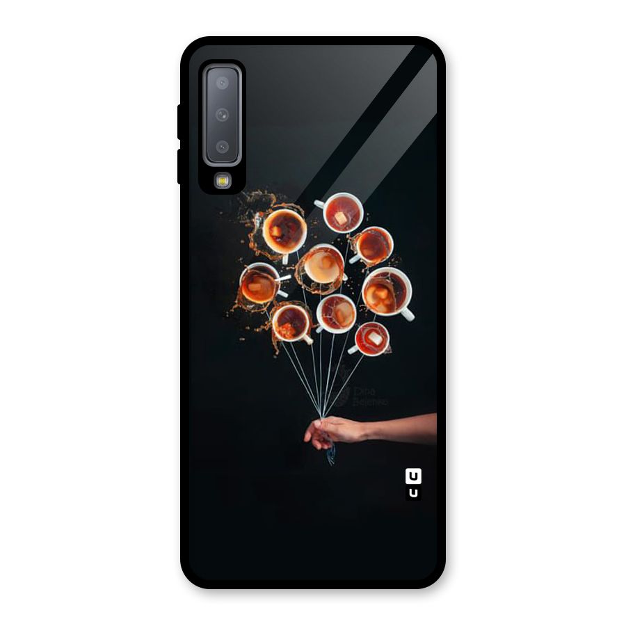 Coffee Balloon Glass Back Case for Galaxy A7 (2018)