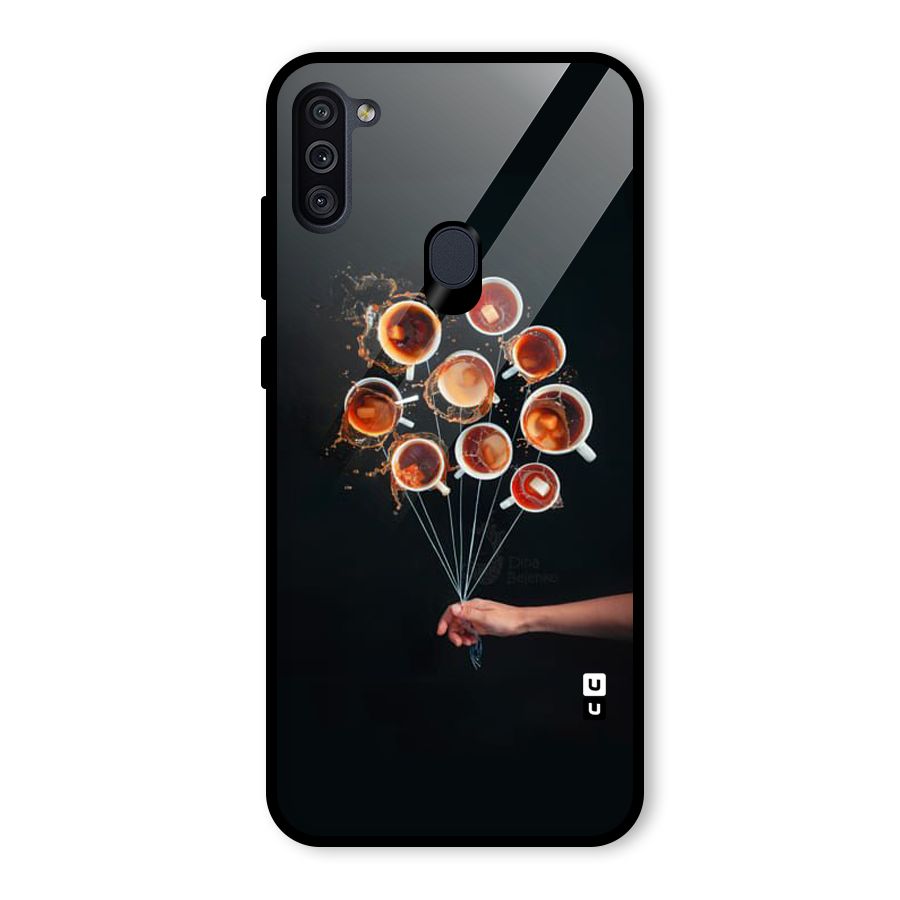 Coffee Balloon Glass Back Case for Galaxy M11