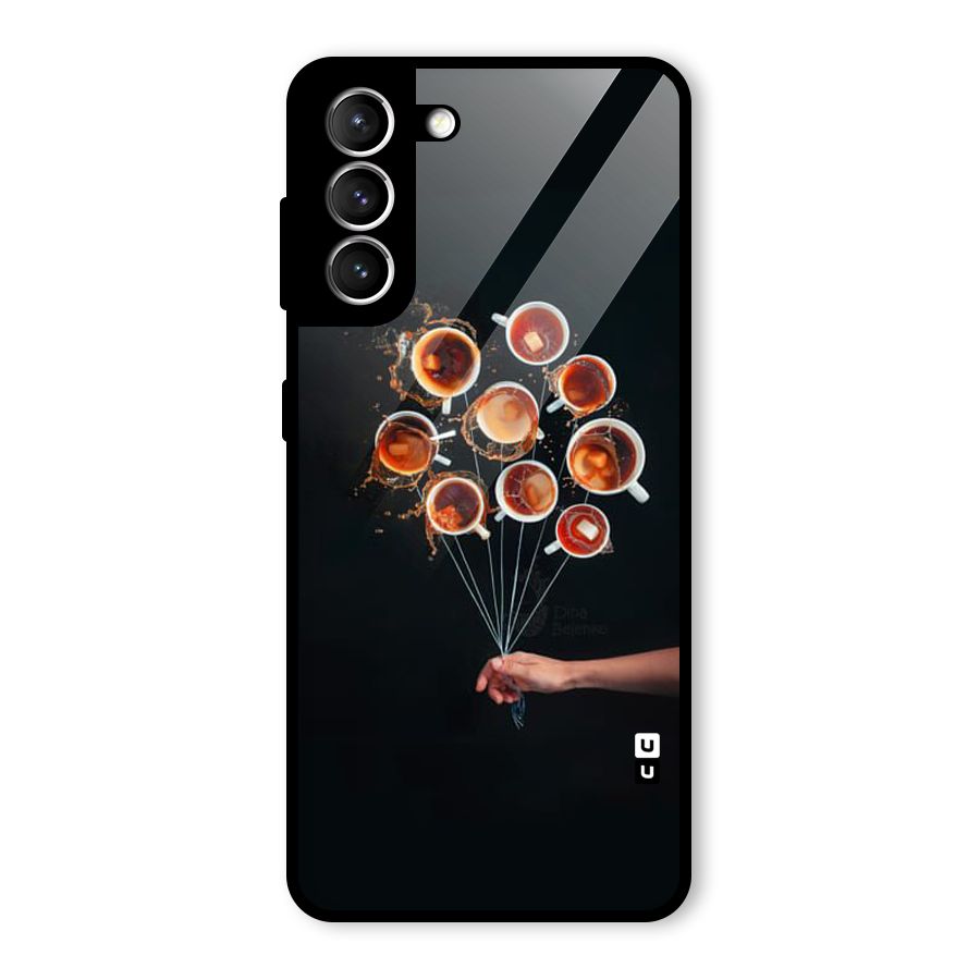Coffee Balloon Glass Back Case for Galaxy S21 5G